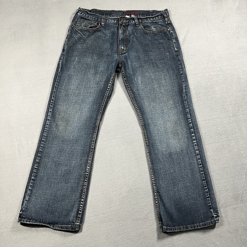 Urban Pipeline Jeans Mens 38x32 Blue Relaxed Bootcut Dark Wash Denim